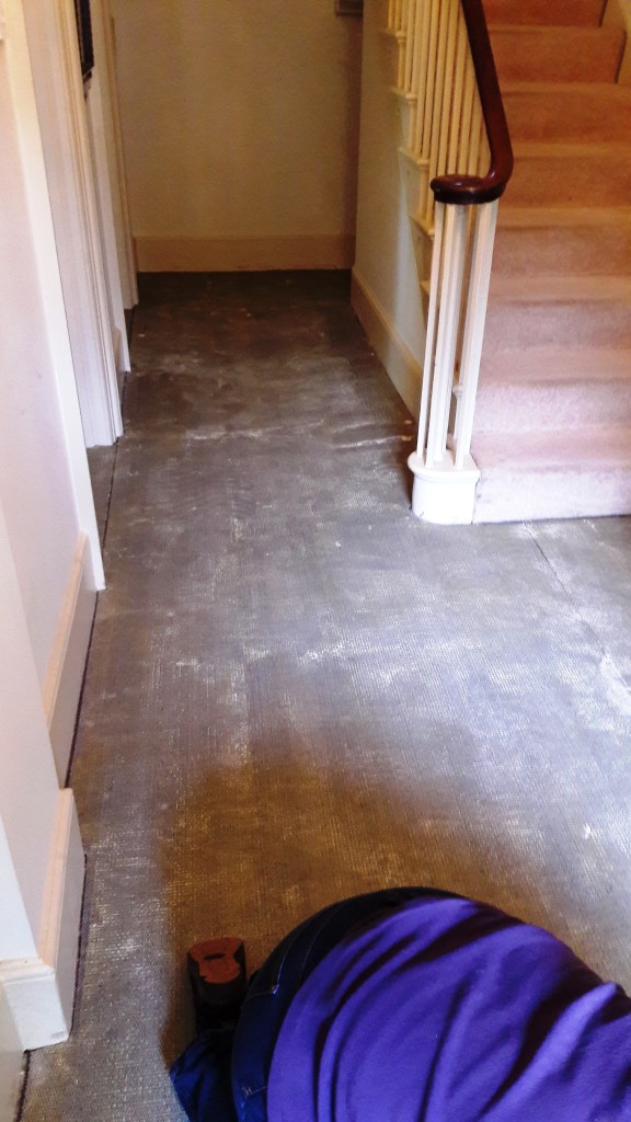 Yorkstone Hallway Restoration Carbrooke Carpet Removed Revealing Underlay