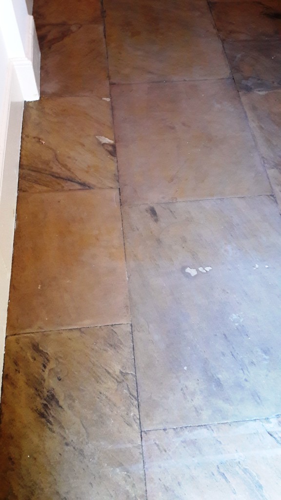 Yorkstone Hallway Restoration Carbrooke Stone Surface After Stripping