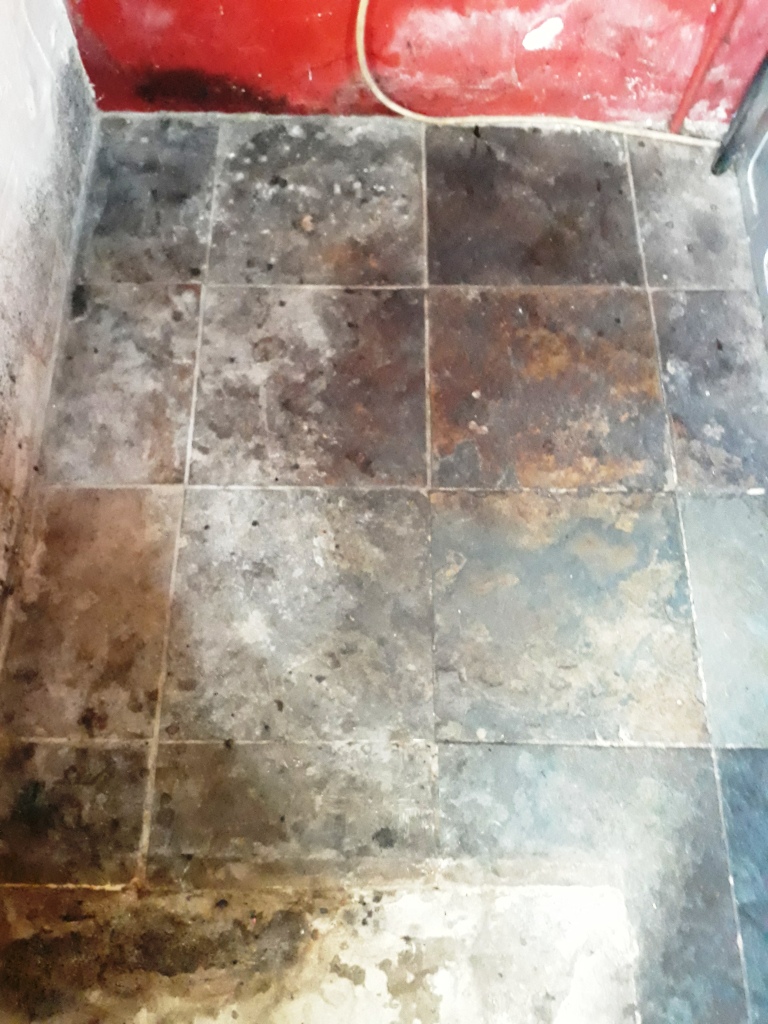 Riven Chinese Slate Floor Before Cleaning Shipdham