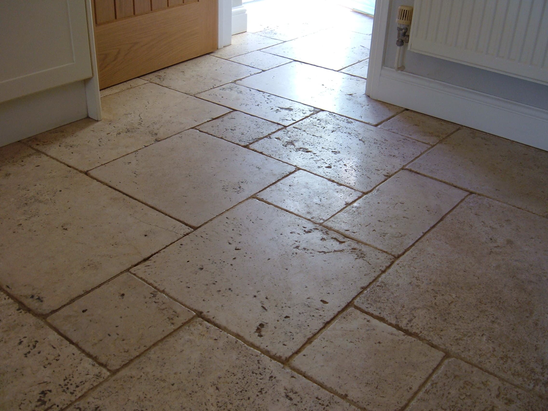 Travertine Floor in Attleborough Before Cleaning
