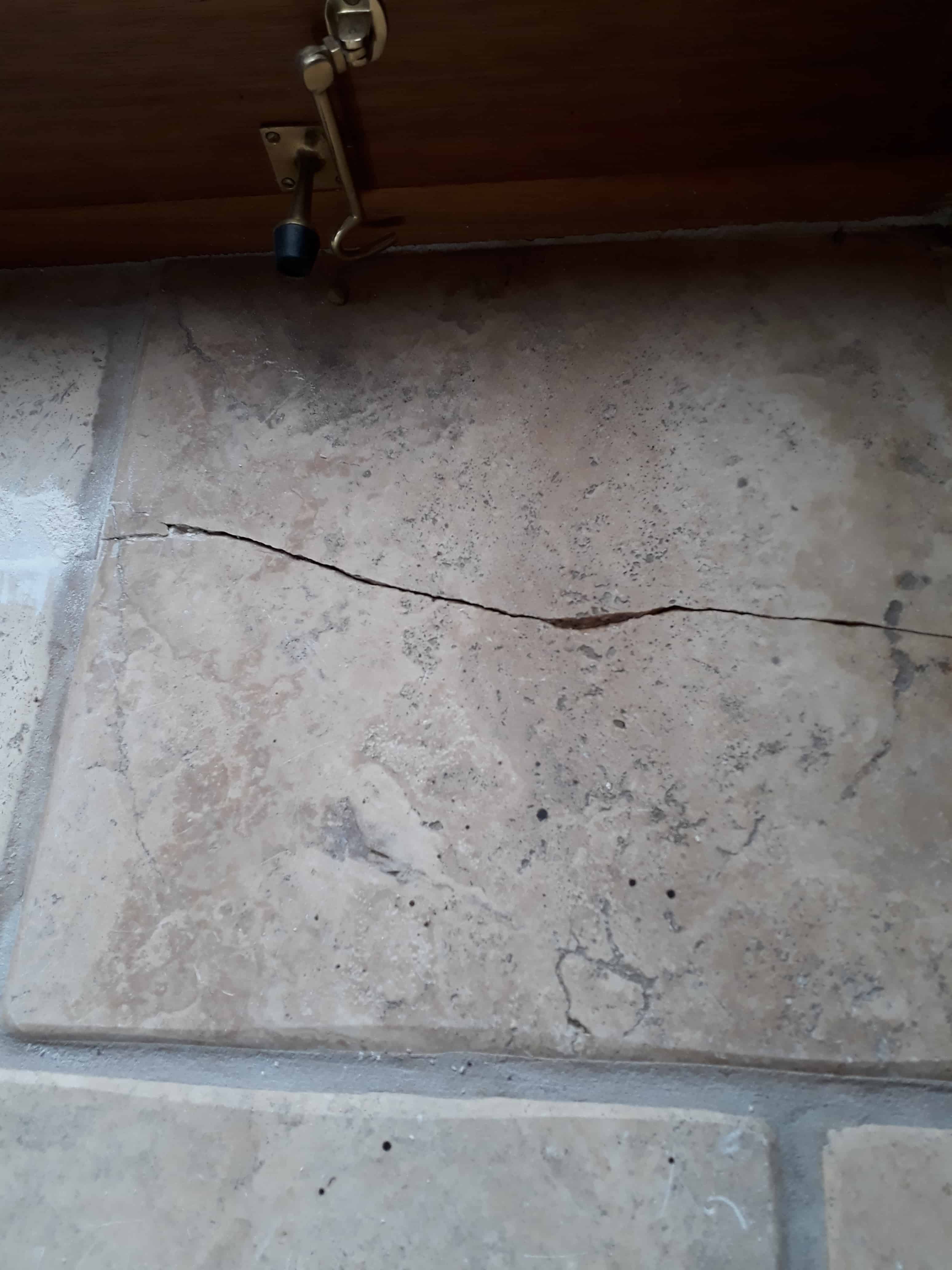 Travertine Floor in Attleborough Threshold Crack