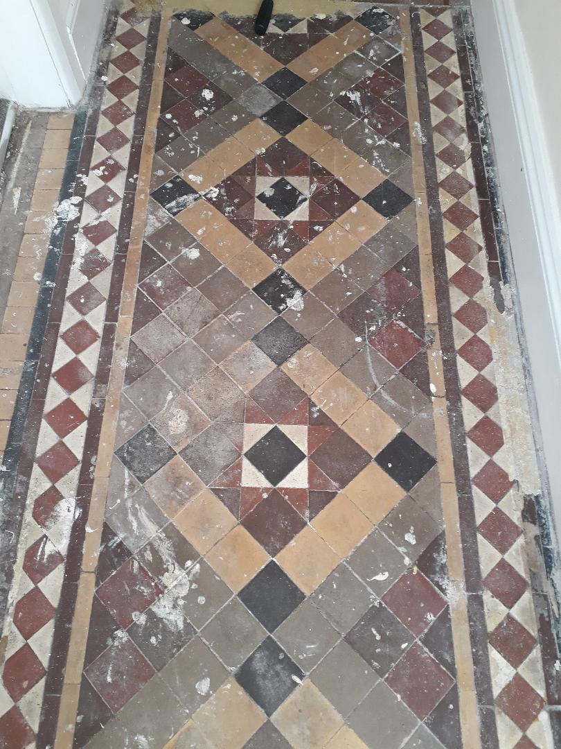 Victorian Tiled Hallway Before Cleaning Kings Lynn