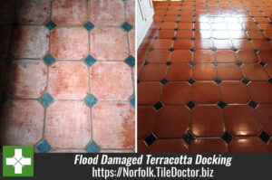 Flood Damaged Terracotta Tiled Kitchen Floor Rescued in Docking