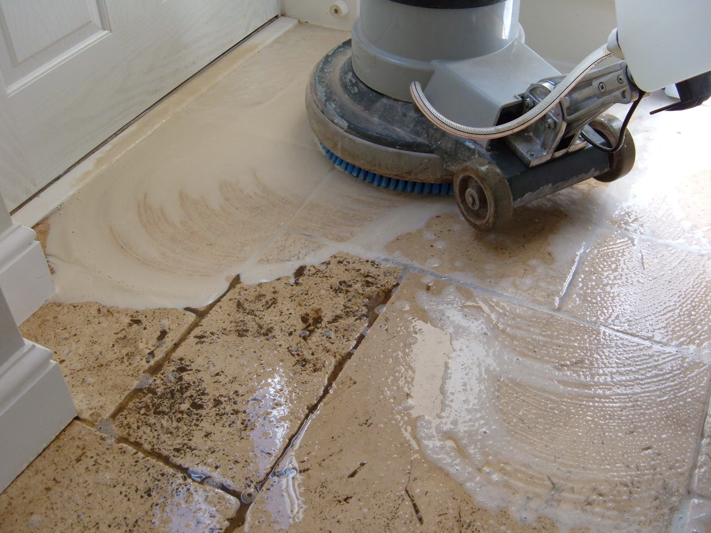 Travertine Floor in Attleborough Rotary Cleaning