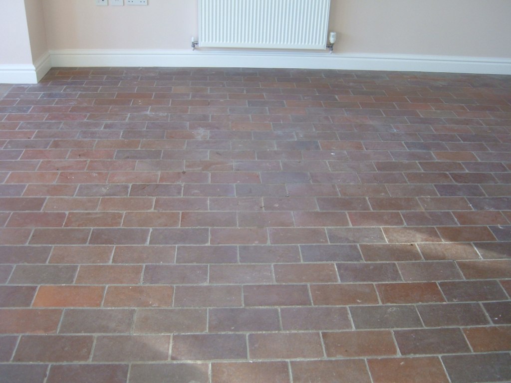 Quarry Tiled Floor Geldeston Before Cleaning