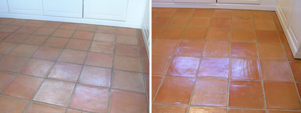 Terracotta Tiled Kitchen Floor Before After Cleaning Hales