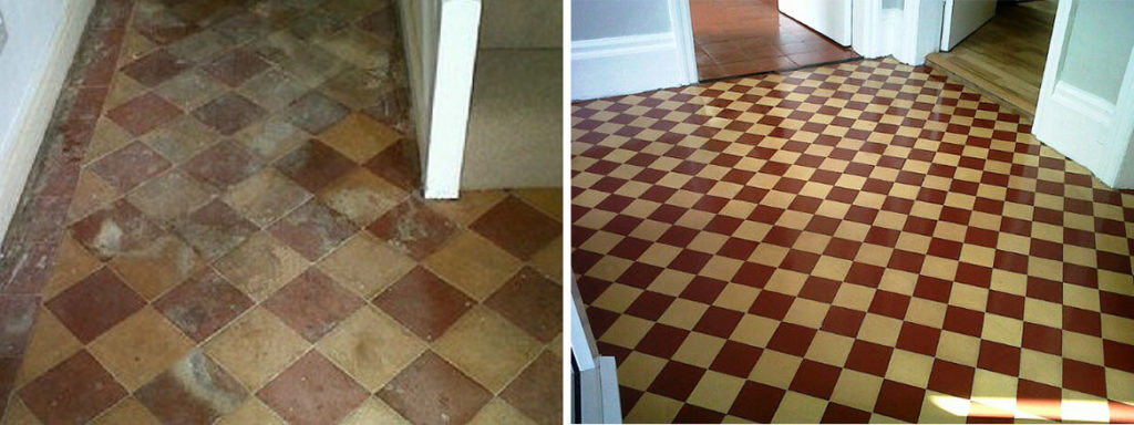 Victorian Hallway Floor Tiles Before After Cleaning Norwich
