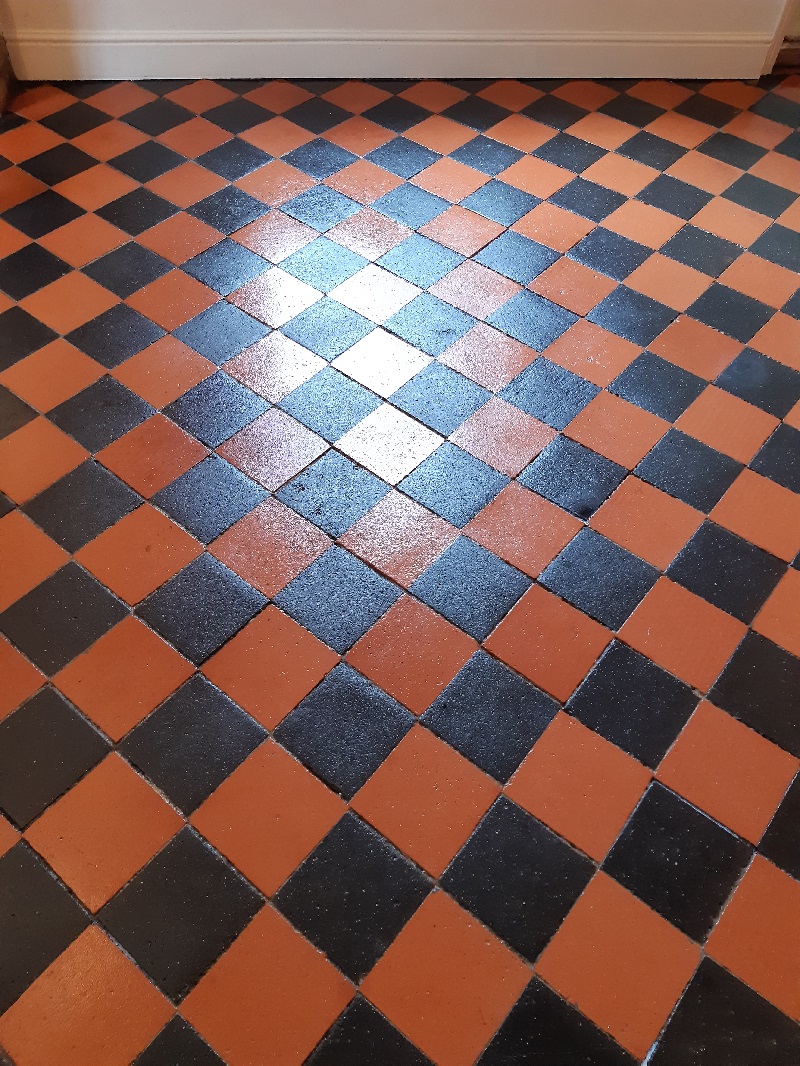 Stained Victorian Hallway Floor Tiles After Cleaning Attleborough