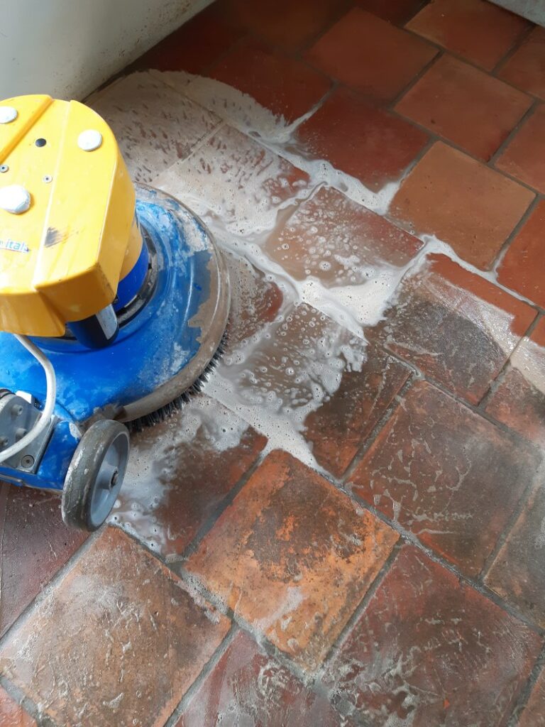 Reclaimed Pamment Floor During Cleaning Gissing
