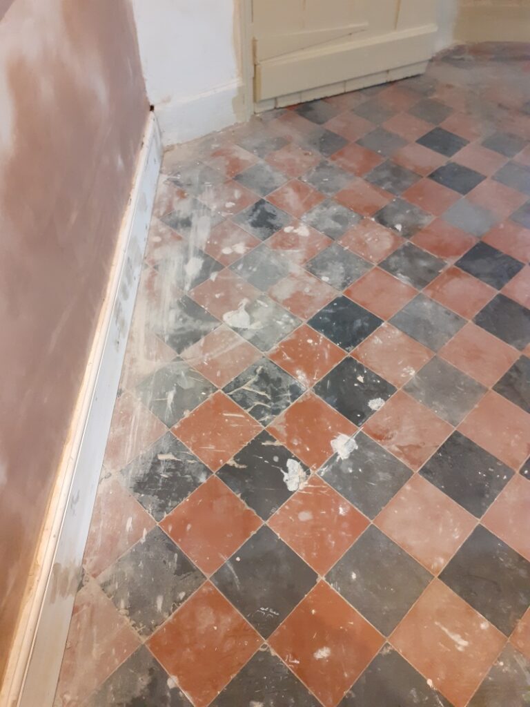 Diamond Pattern Victorian Tiled Floor Melton Constable Before Cleaning