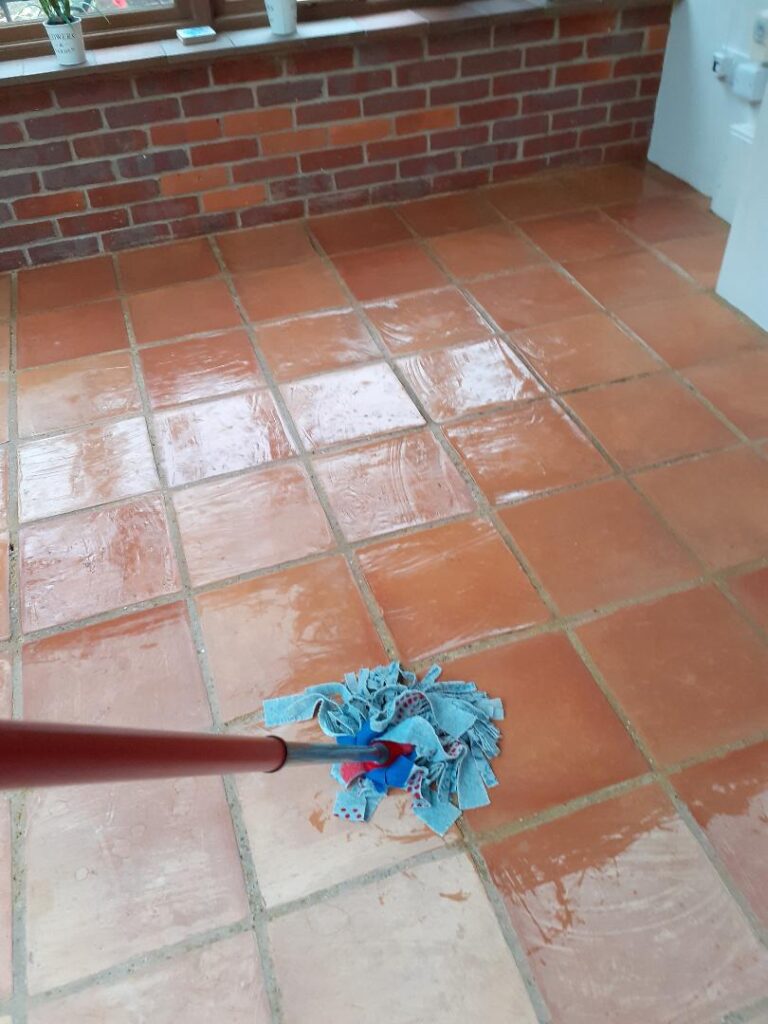 Terracotta Tiled Floor During Acid Washing Ashmanhaugh