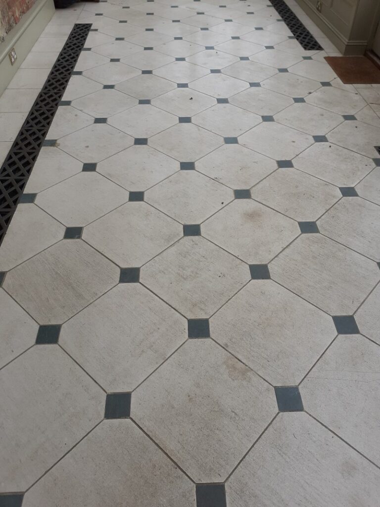 Limestone and Slate Floor Before Cleaning in Docking