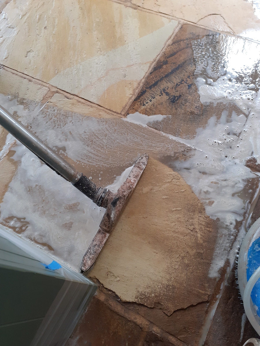 Riven Sandstone Floor During Cleaning Rocklands Riven Sandstone Floor During Cleaning Rocklands
