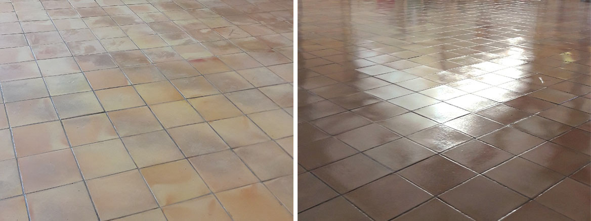 Terracotta Floor Tiles Before After Renovation St Andrews Church Eaton Norfolk