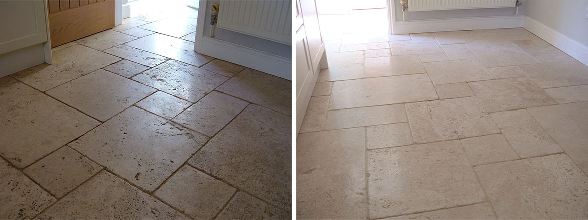 Travertine Floor in Attleborough Cleaned and Sealed