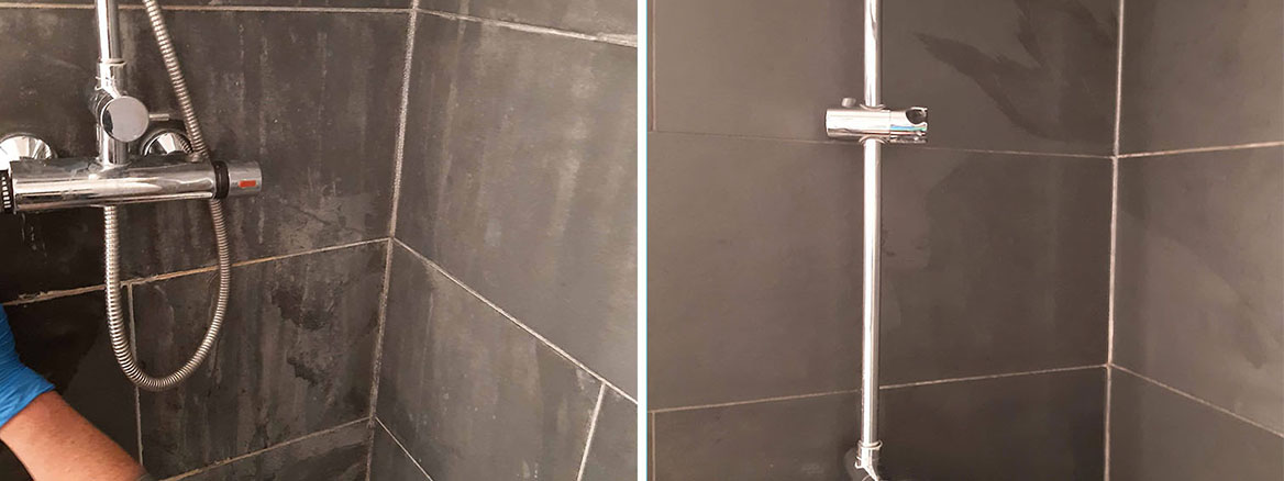 Grout Haze and Limescale Removed from Slate Shower Tiles in Attleborough