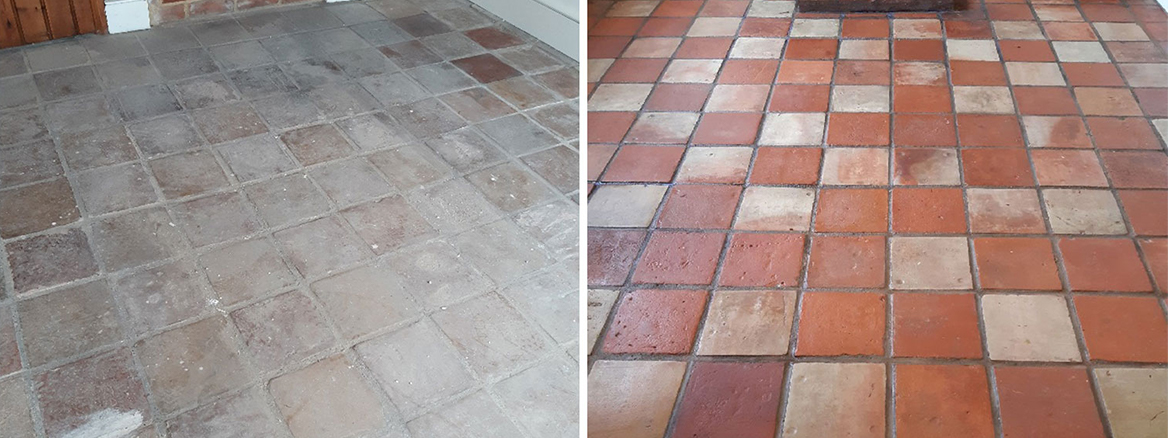 Terracotta Pamment Floor Renovated in at the Ostrich Inn South Creake