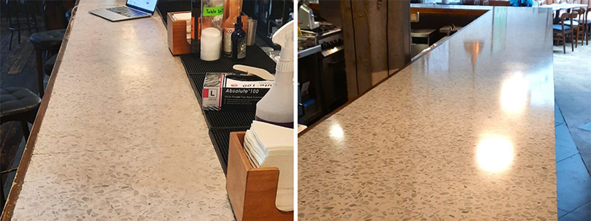 Terrazzo Bar Top Bar Top Deep Cleaned, Polished and Sealed in Norwich